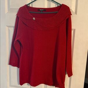 Briggs New York Red Sweater with Collar Holiday Christmas PXL
